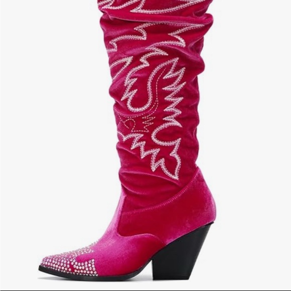 Cape Robbin Lish Velvet Rhinestone Thigh High Slouchy Western Boots NIB size 7 - Picture 3 of 15